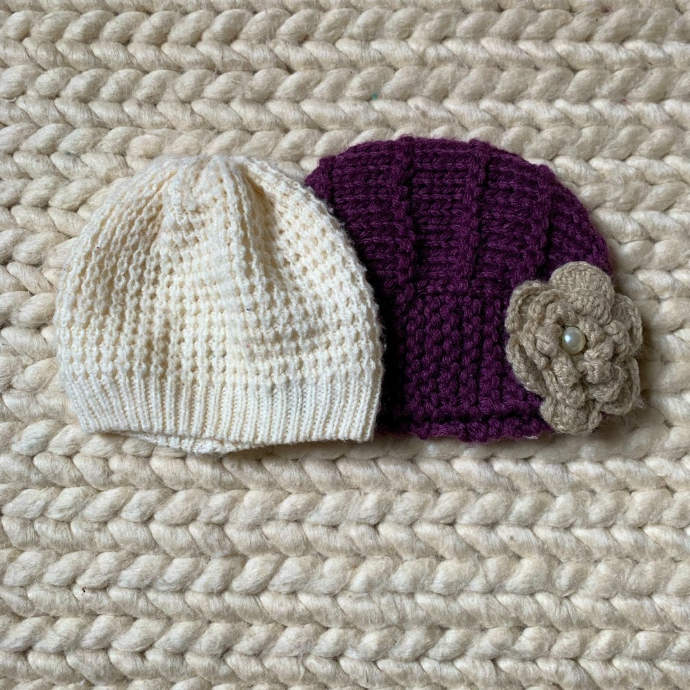 One or Both Knit Winter Hats, Toddler Girls